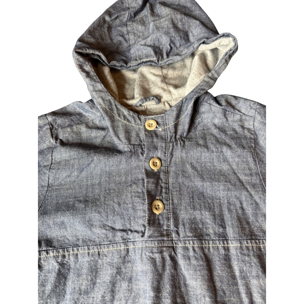 Old Navy Boys 5T Blue Chambray Pullover Hoodie Henley Kangaroo Pocket Top - Picture 2 of 4